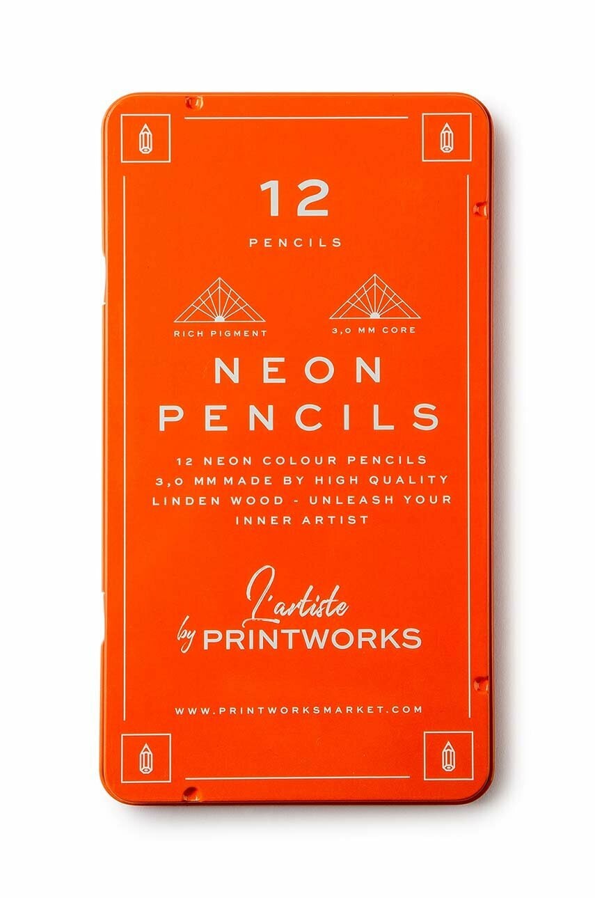 Printworks  Sada pastelek v pouzdře  Neon 12-pack