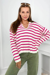 Pruhovaný svetr fuchsiový