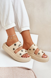 PS1 Dámské Pěnové Pantofle S Dekoracemi Béžové Ravanala