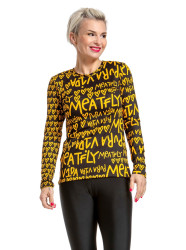 Pura vida dámské tričko s dlouhým rukávem Shay Yellow/Black | Černá | Velikost S