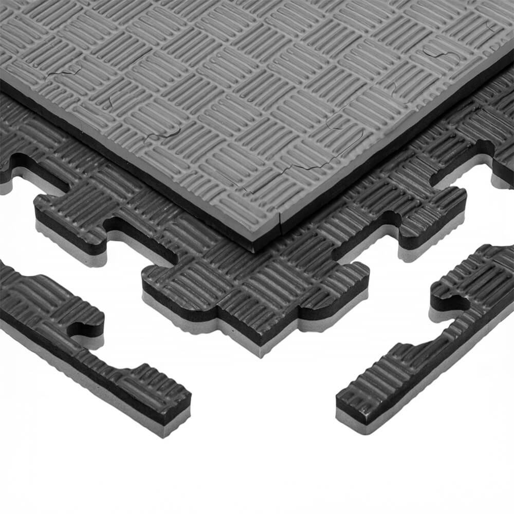 Puzzle tatami podložka inSPORTline Sazegul 100x100x2 cm šedo-černá, vzor 5 proužků