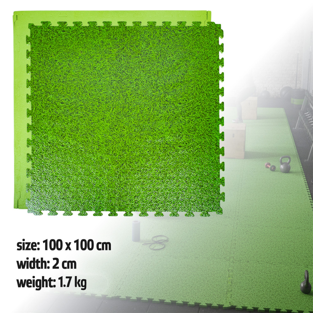 Puzzle tatami podložka inSPORTline Zemalpro 100x100x2 cm motiv trávníku