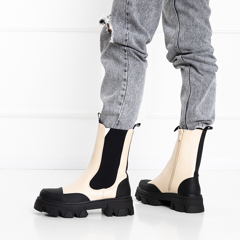 Resti Beige women's boots on a massive sole Rosidi - Footwear