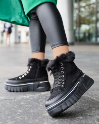 Resti Black women's lace-up platform snow boots Neatesa - Footwear
