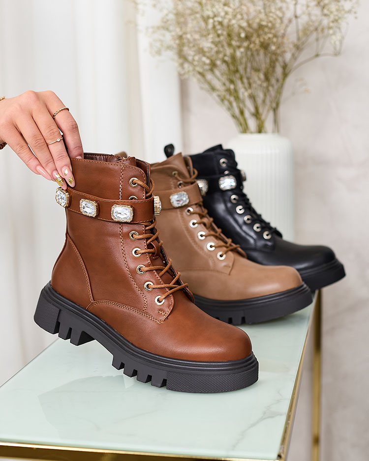 Resti Brown women's Futiti flat heel bagger boots