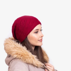 Resti Burgundy warm women's double-layer hat