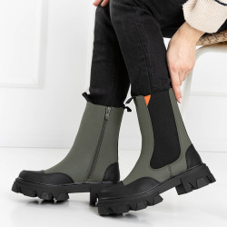 Resti Dark green women's boots on a solid sole Rosidi - Footwear