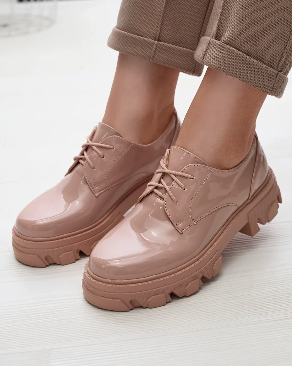 Resti Pink lacquered women's half shoes Delgor- Footwear