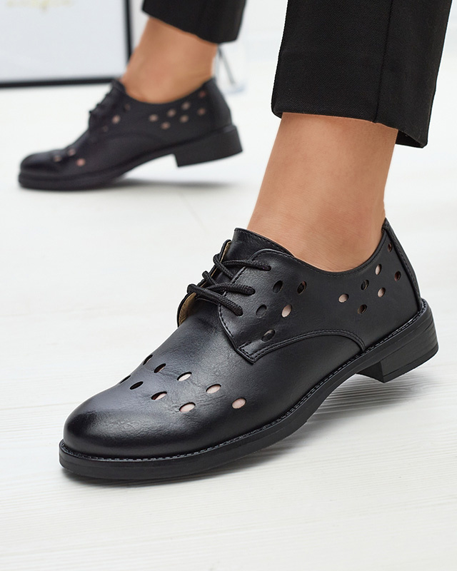 Resti Women's openwork eco leather half shoes in black Selofso- Footwear
