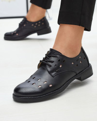 Resti Women's openwork eco leather half shoes in black Selofso- Footwear