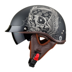 Retro přilba W-TEC Black Heart Longroad Wings Skull XS (53-54)
