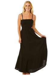 Rip curl dámské maxi šaty Premium Surf Black | Černá | Velikost L | 100% bavlna
