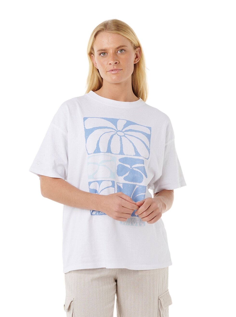 Rip curl dámské tričko Oceanic Heritage Optical White | Bílá | Velikost S | 100% bavlna