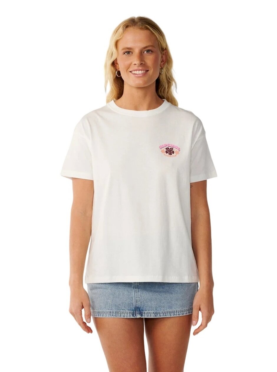 Rip curl dámské tričko Party Wave Art Relaxed Bone | Béžová | Velikost XS | 100% bavlna