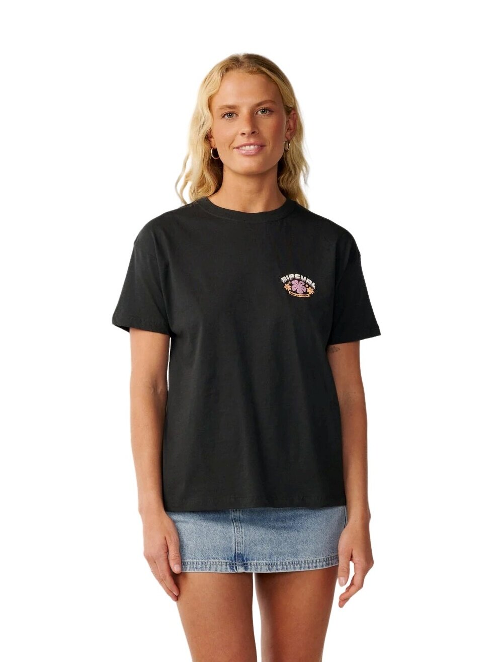Rip curl dámské tričko Party Wave Art Relaxed Washed Black | Černá | Velikost S | 100% bavlna