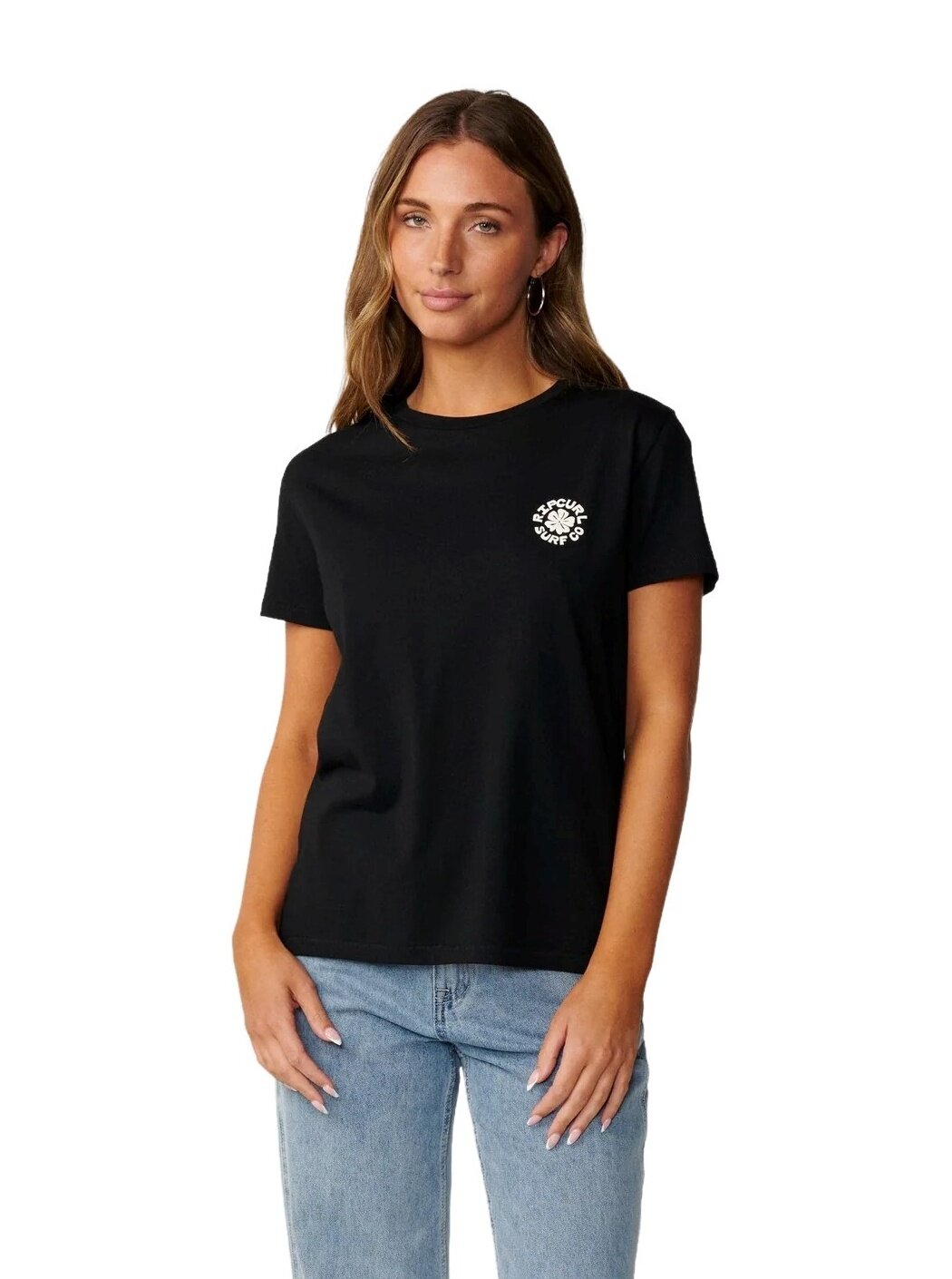 Rip curl dámské tričko Party Wave Ss Standard Black | Černá | Velikost S | 100% bavlna