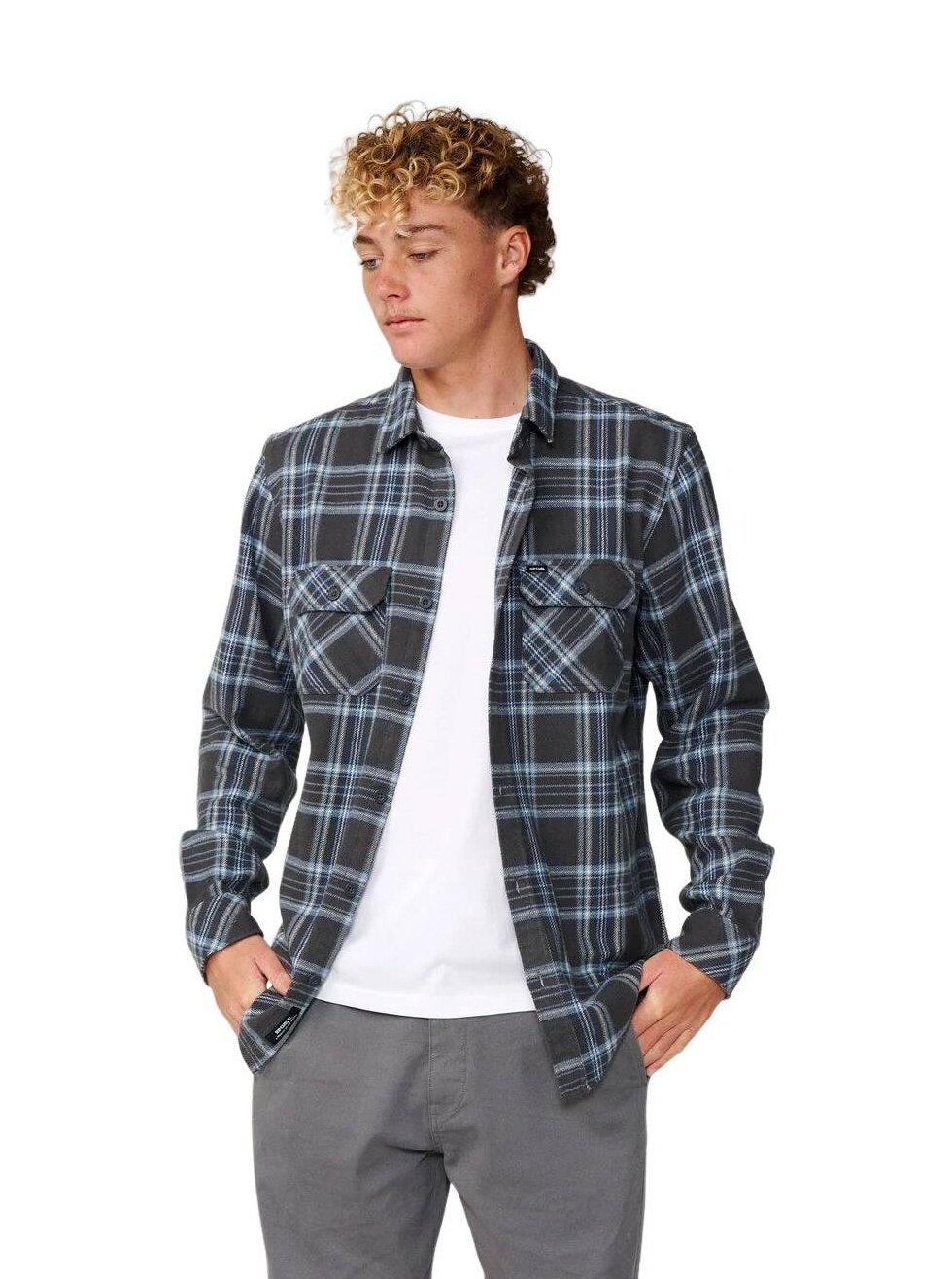 Rip curl pánská košile Premium Surf Griffin Flannel Washed Black | Černá | Velikost M | 100% bavlna