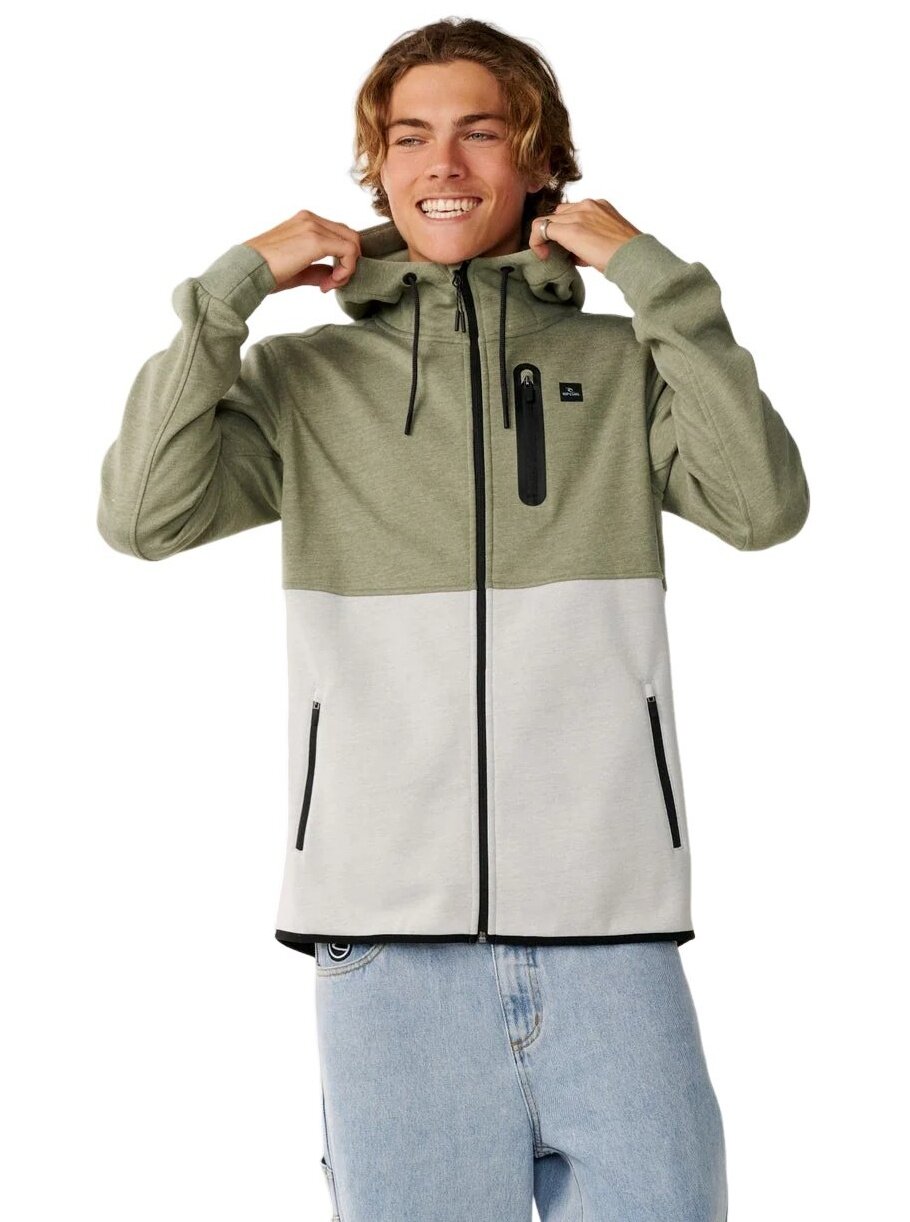 Rip curl pánská mikina Departed Bonded Dwr Zip Thru Green | Zelená | Velikost M