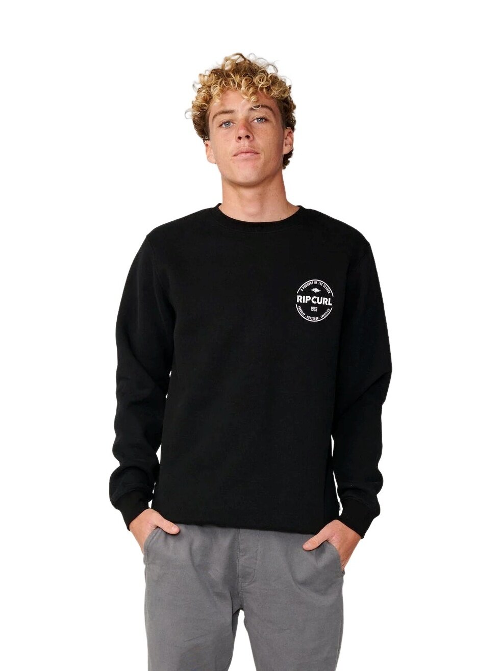 Rip curl pánská mikina Staple Crew Black | Černá | Velikost M