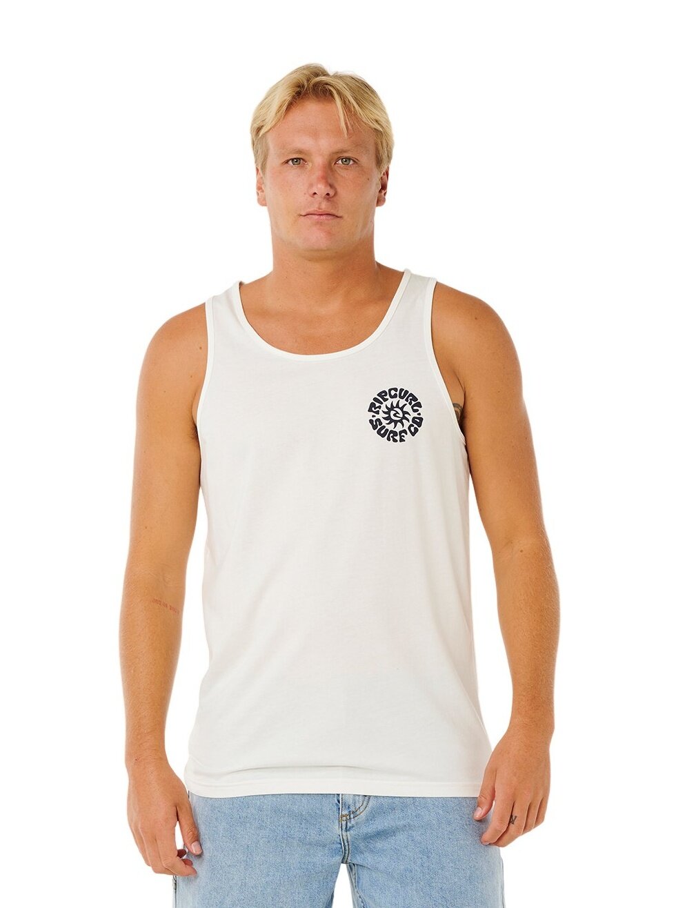 Rip curl pánské tílko Pacific Rinse Tank Bone | Bílá | Velikost S | 100% bavlna