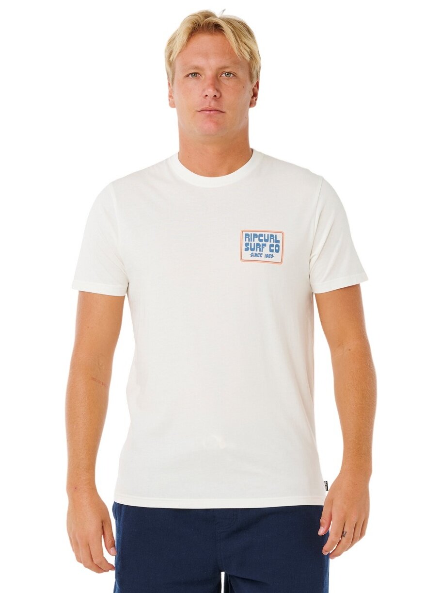 Rip curl pánské tričko Pacific Rinse Sunrise Bone | Bílá | Velikost S | 100% bavlna