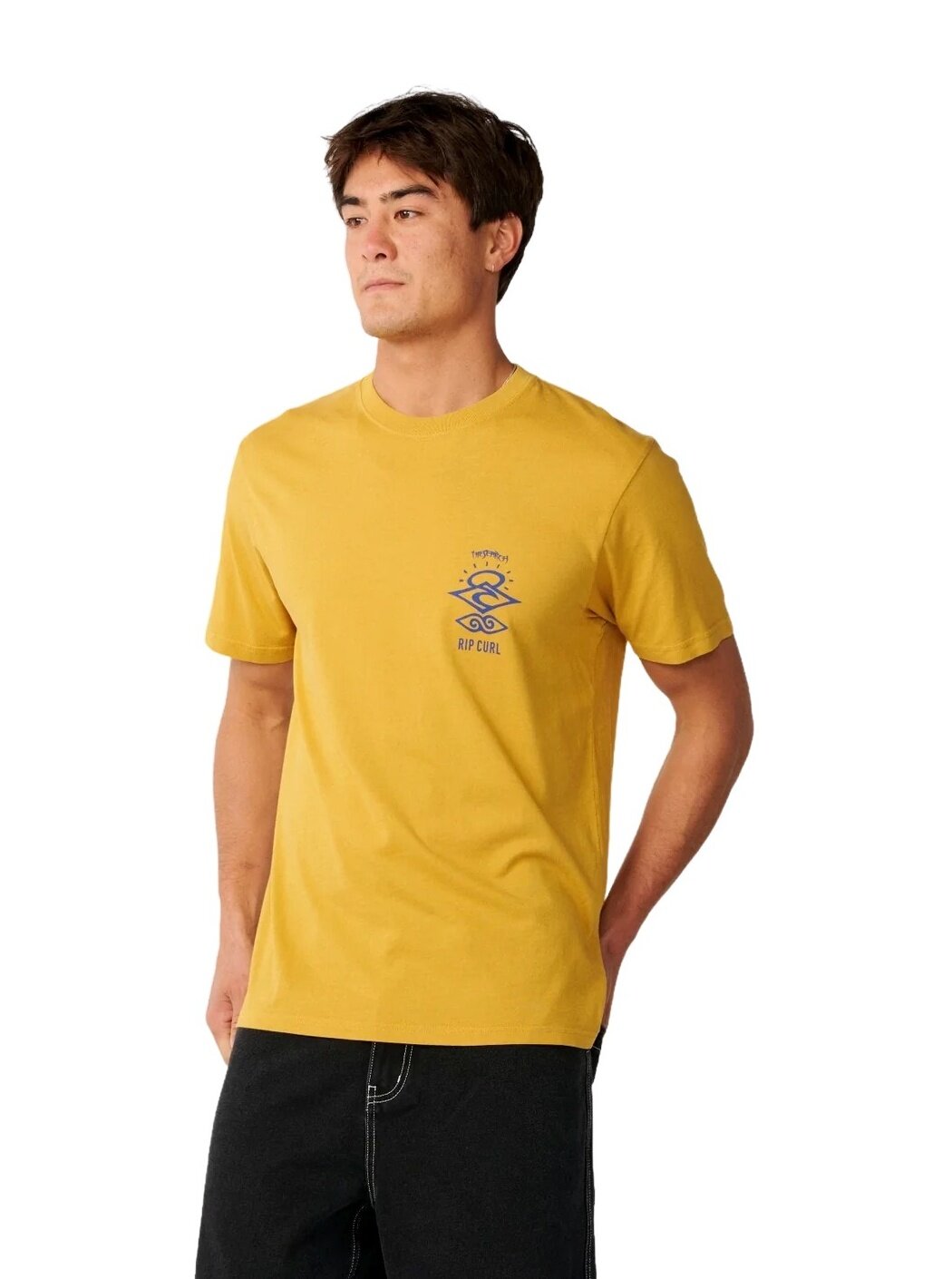Rip curl pánské tričko Search Icon Mustard Gold | Žlutá | Velikost M | 100% bavlna
