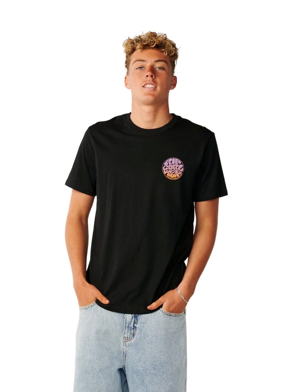 Rip curl pánské tričko Wettie Passage Icon Black | Černá | Velikost M | 100% bavlna