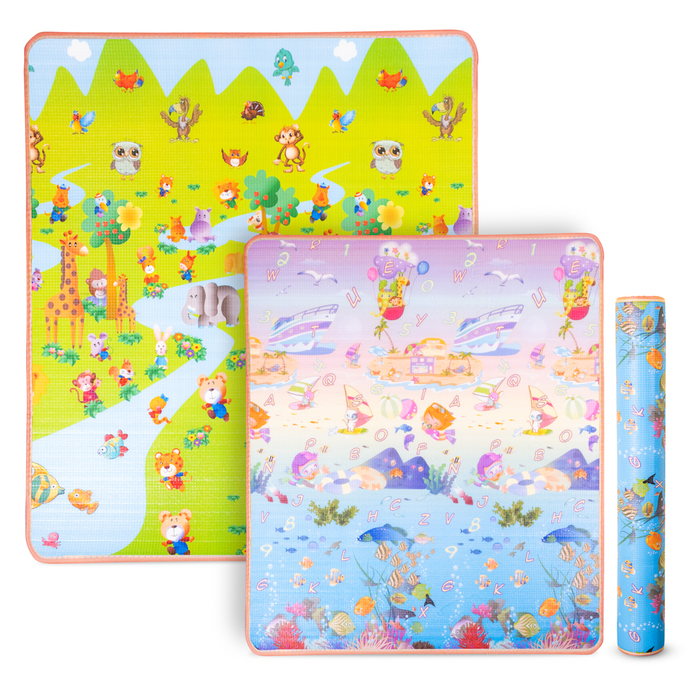 Rolovatelná dětská podložka inSPORTline Lhotino 150x180x1,5 cm Řeka/Oceán