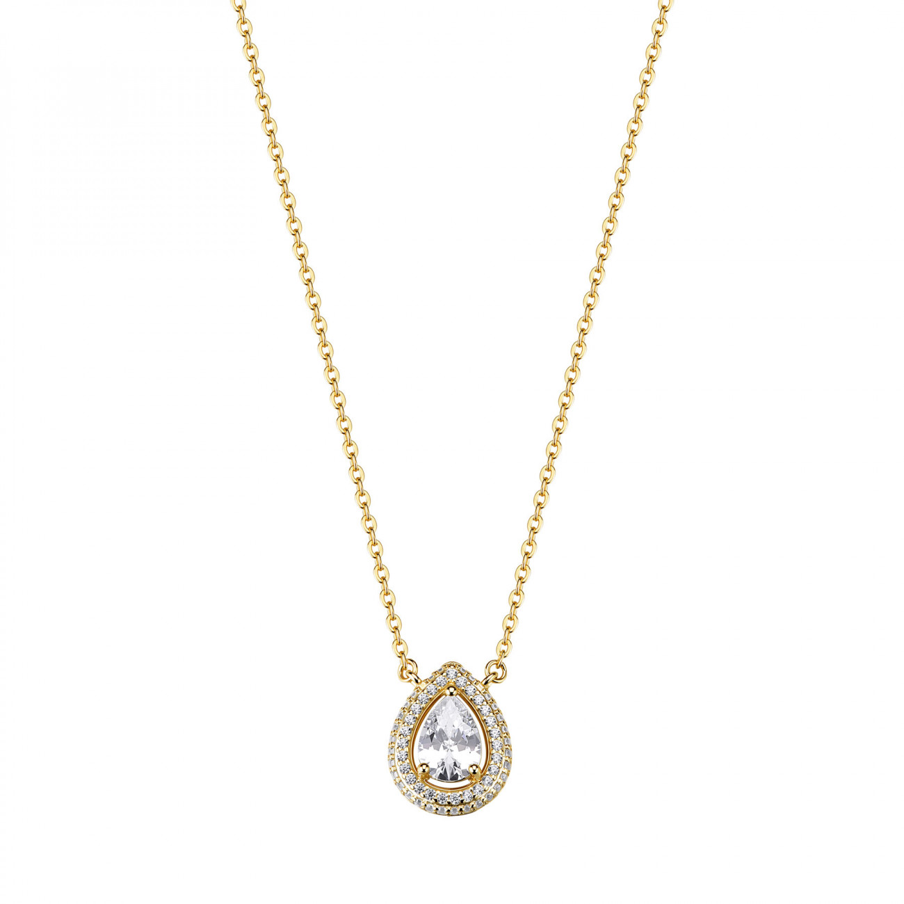 Rosato Něžný pozlacený náhrdelník s čirými kubickými zirkony Kapka Anna RZAN02