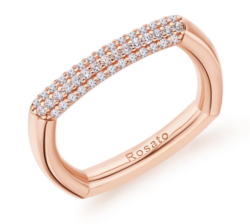Rosato Stylový bronzový prsten se zirkony Bianca RZBI32 54 mm