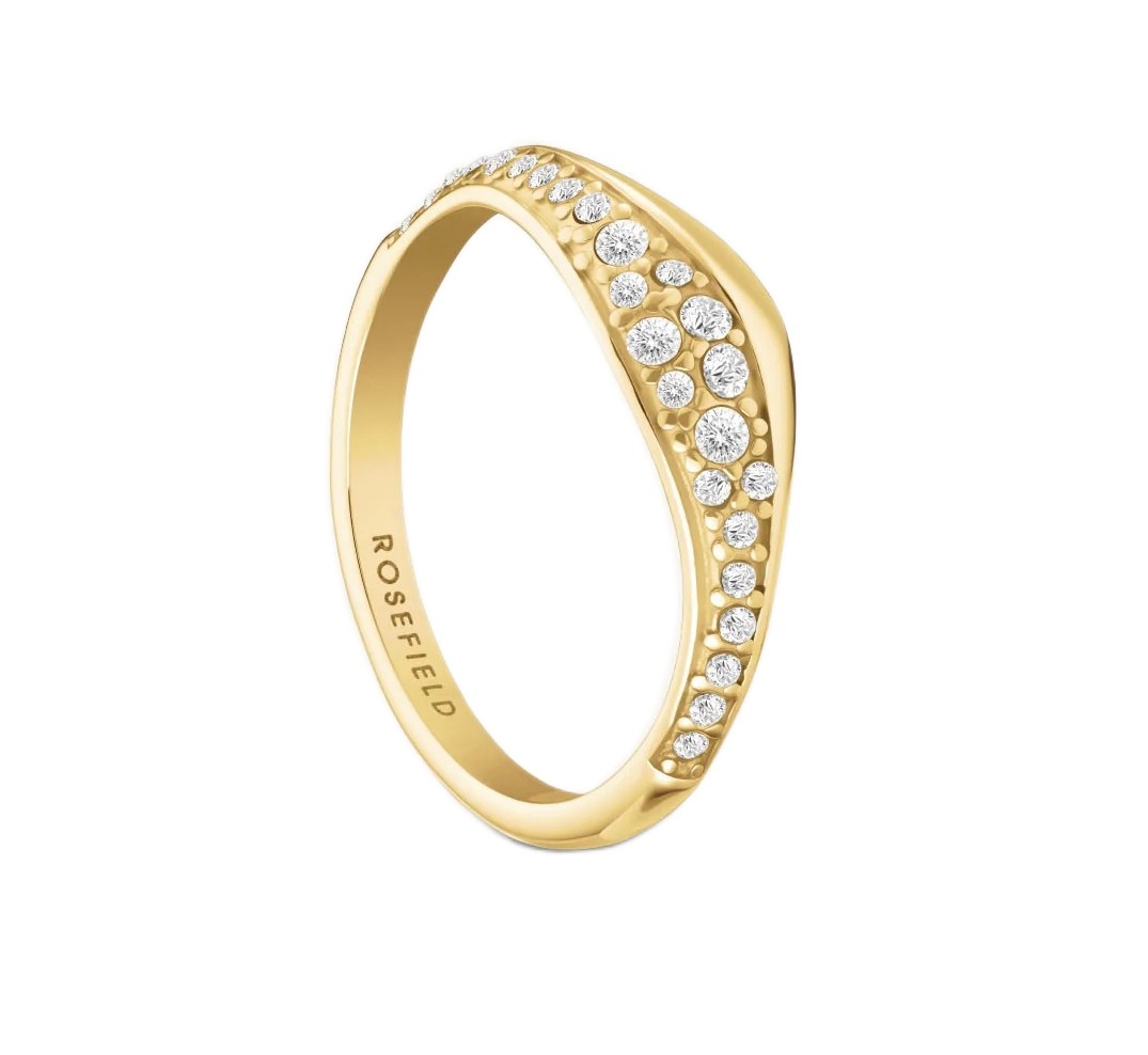 Rosefield Třpytivý pozlacený prsten s krystaly Pavé JRPW 52 mm