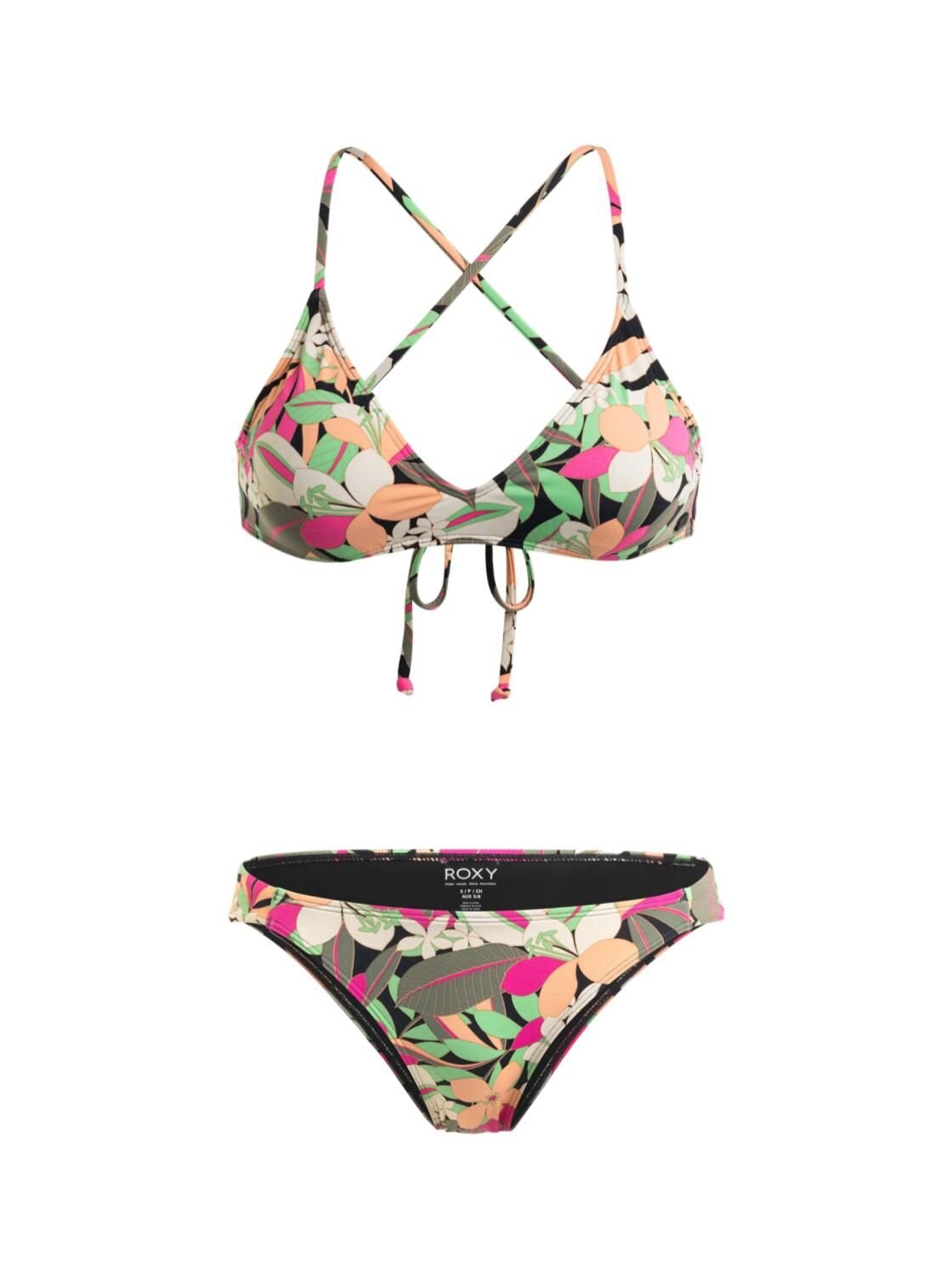 Roxy dámské dvoudílné plavky Beach Classics Anthracite Palm Song S | Černá | Velikost S