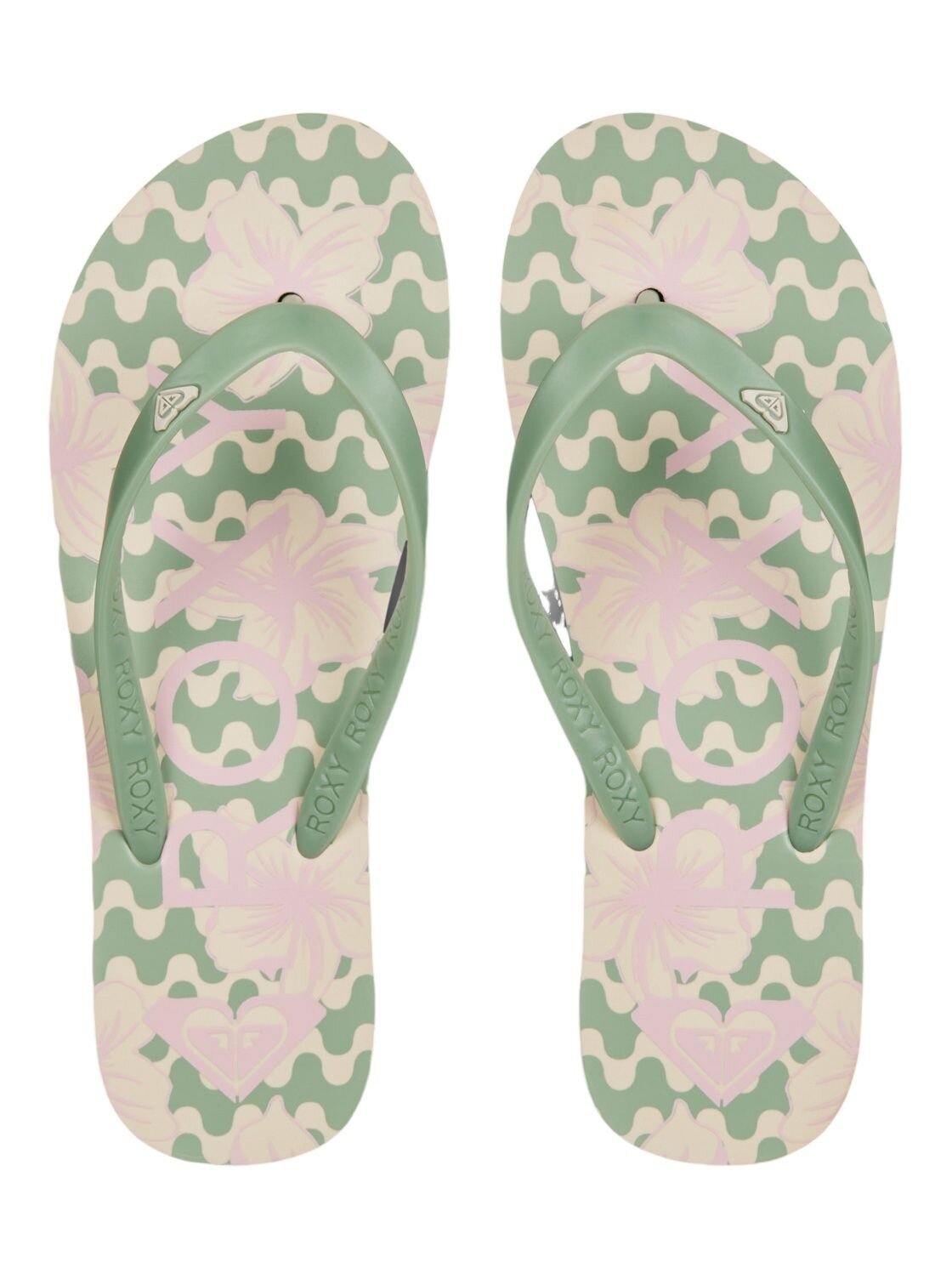Roxy dámské žabky Tahiti VII Green / Pink | Zelená | Velikost 8 US