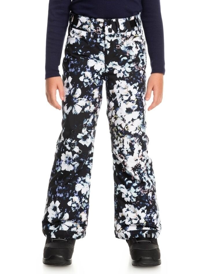 Roxy dětské snowboardové kalhoty Backyard True Black Black Flowers | Černá | Velikost 16 r.