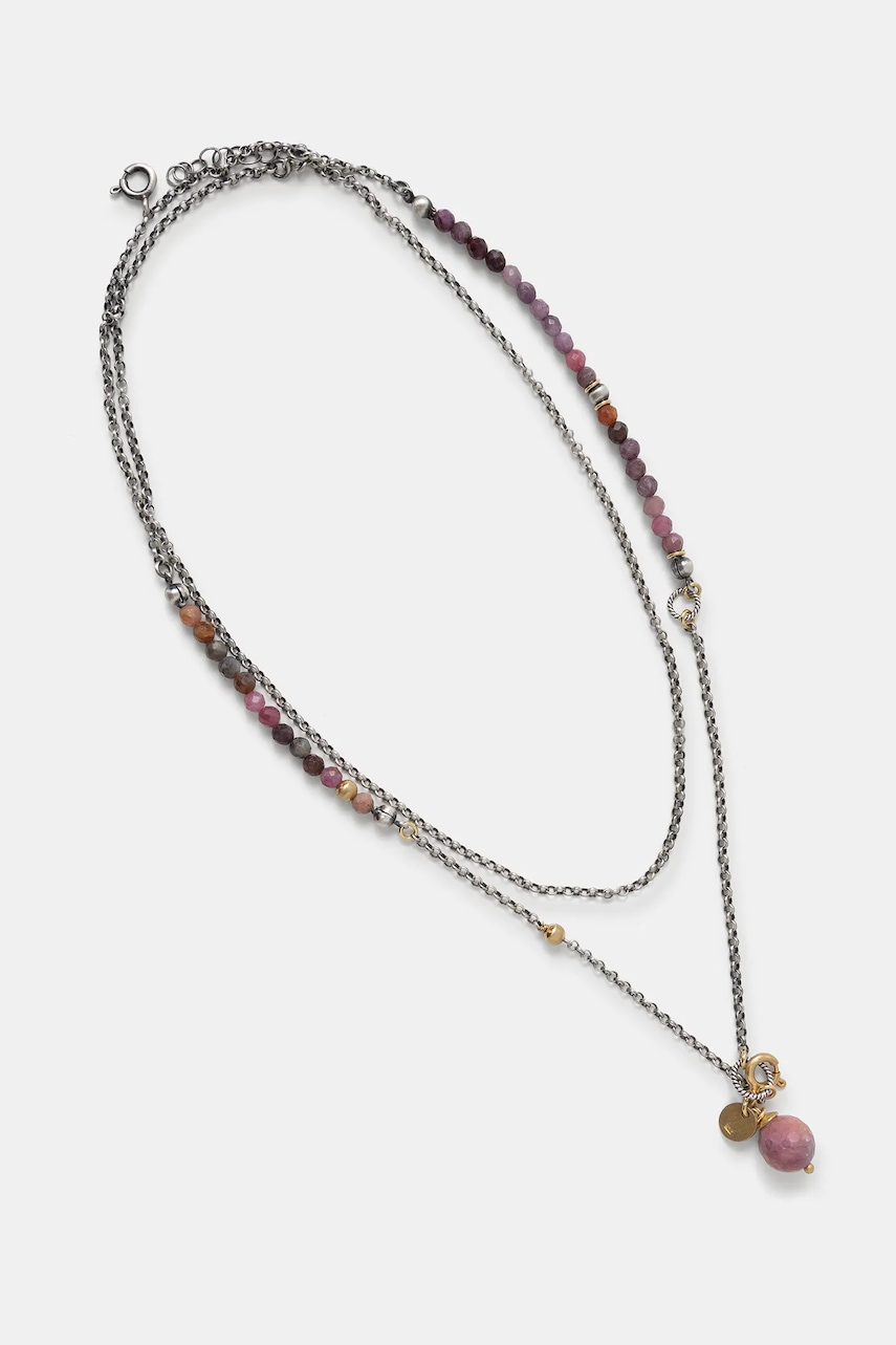 Ručně vyrobený náhrdelník z pozlaceného stříbra s rubínem a turmalínem Answear.LAB