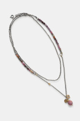 Ručně vyrobený náhrdelník z pozlaceného stříbra s rubínem a turmalínem Answear.LAB