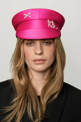 RUSLAN BAGINSKIY  bekovka dámská Crystal-embellished Satin Baker Boy Cap