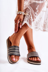 S. BARSKI Dámské klasické pantofle s řetízkem Černá Maddy