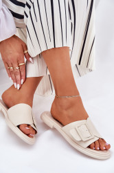 S. BARSKI Kožené Dámské Pantofle S Přezkou D&amp;A Béžové