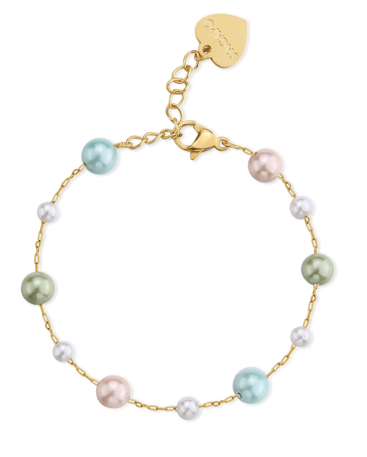 S'Agapõ Hravý pozlacený náramek s barevnými perlami Wisdom SWI18