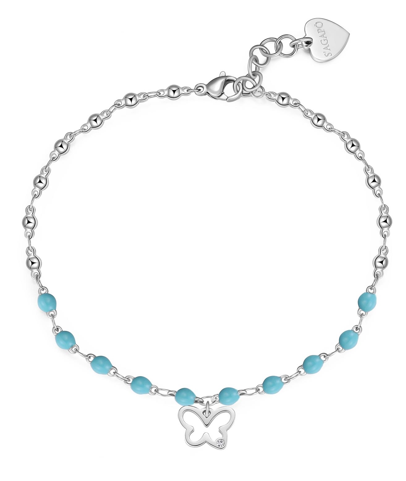 S'Agapõ Korálkový náramek na kotník Motýlek Vibes SVB18