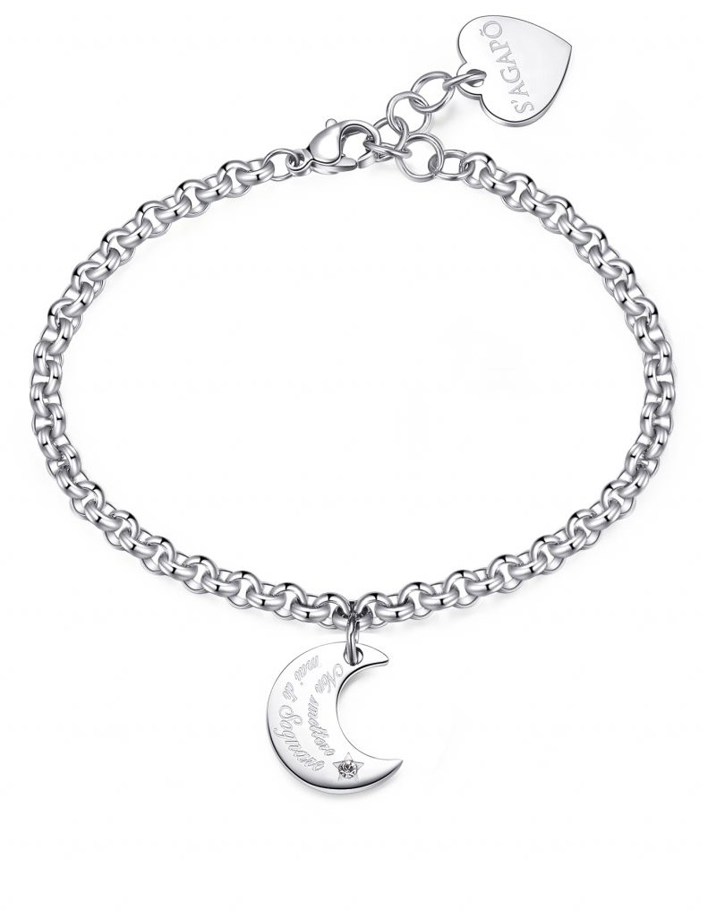 S'Agapõ Moderní ocelový náramek s měsíčkem Be My Always SBM73