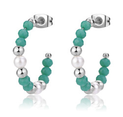 S'Agapõ Ocelové kruhové náušnice s korálky Glint SGI22