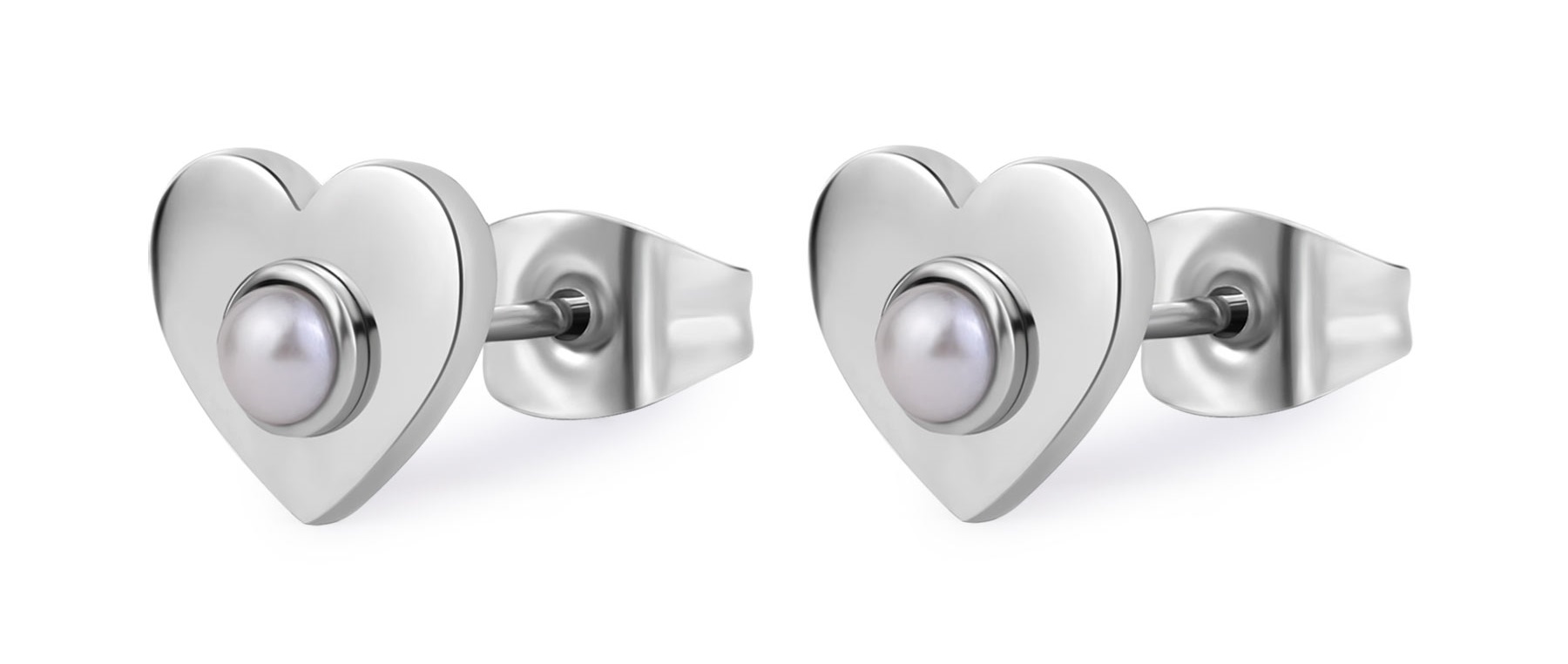 S'Agapõ Ocelové náušnice Srdíčka s perlami Message SSG35