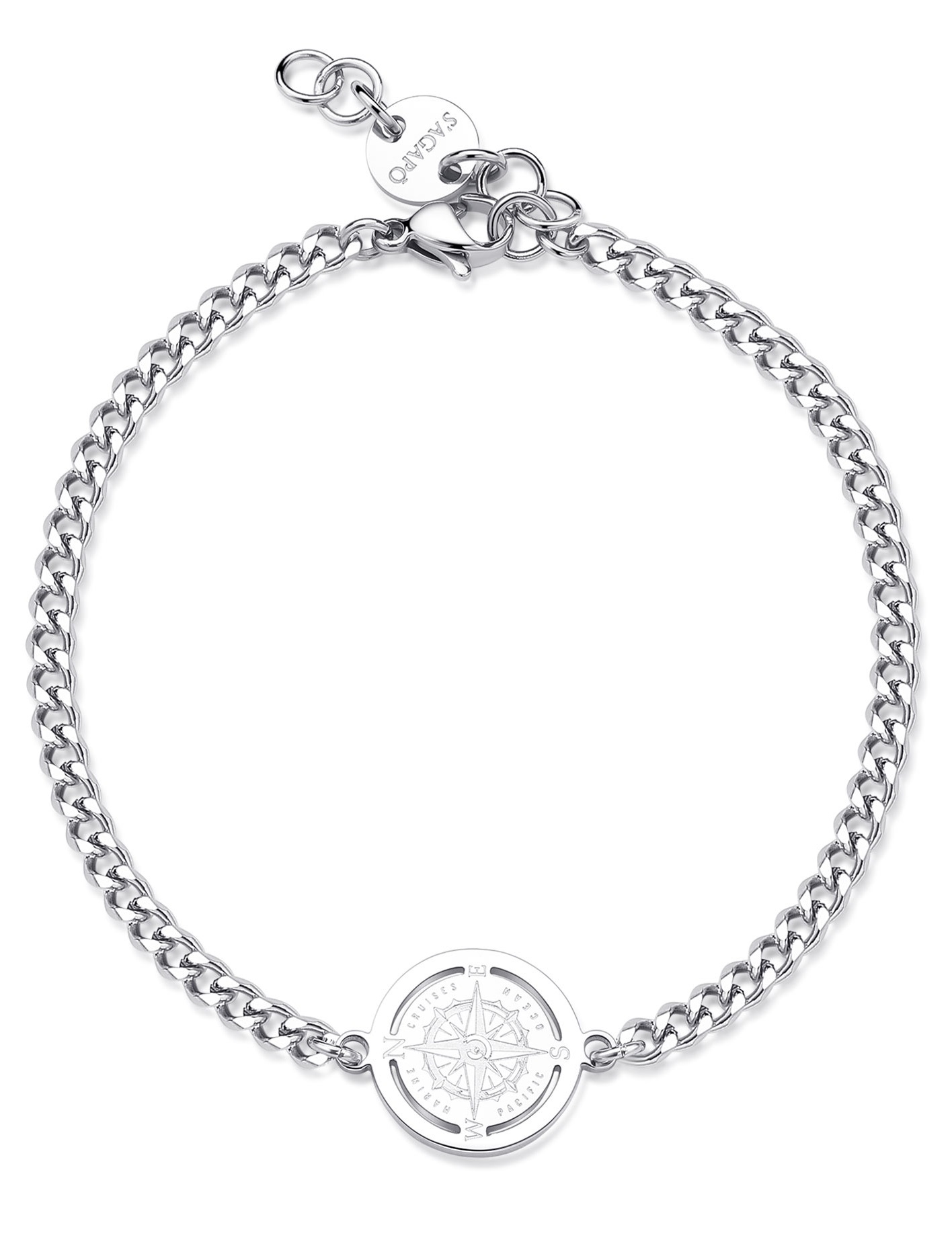 S'Agapõ Ocelový náramek pro muže Kompas Rebel SRB12