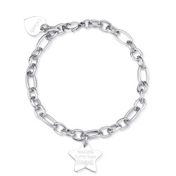 S'Agapõ Ocelový náramek s přívěskem hvězdičky Be My Family SBY027