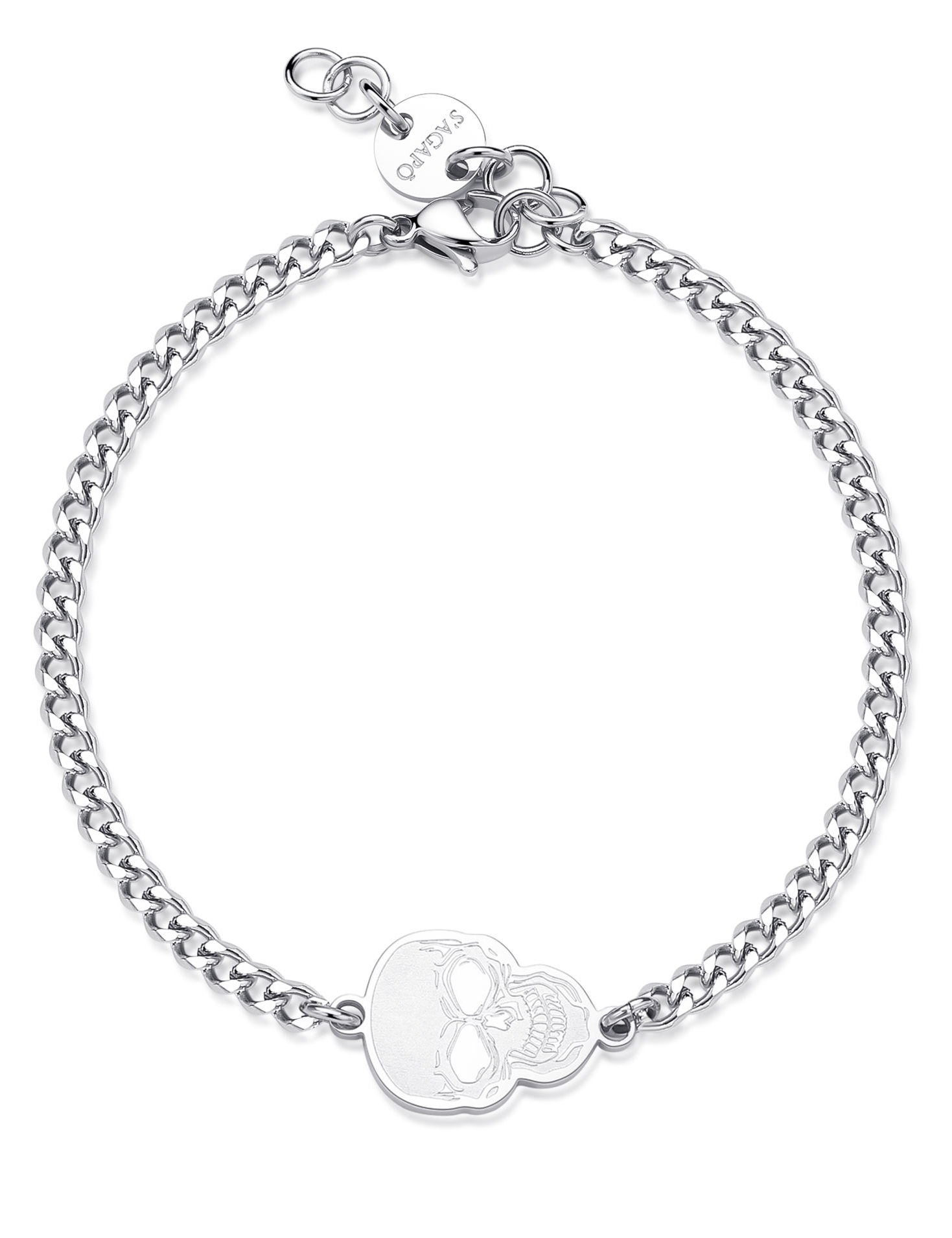 S'Agapõ Pánský ocelový náramek s lebkou Rebel SRB11