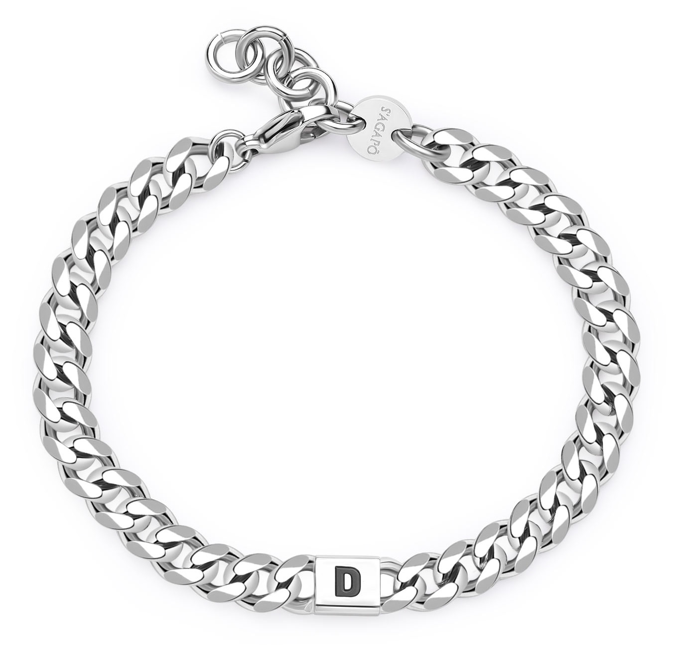 S'Agapõ Pánský ocelový náramek s písmenem D Monogram SMG14