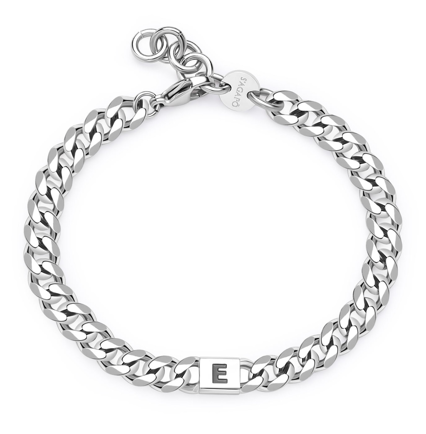 S'Agapõ Pánský ocelový náramek s písmenem E Monogram SMG15