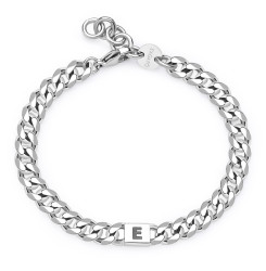 S'Agapõ Pánský ocelový náramek s písmenem E Monogram SMG15